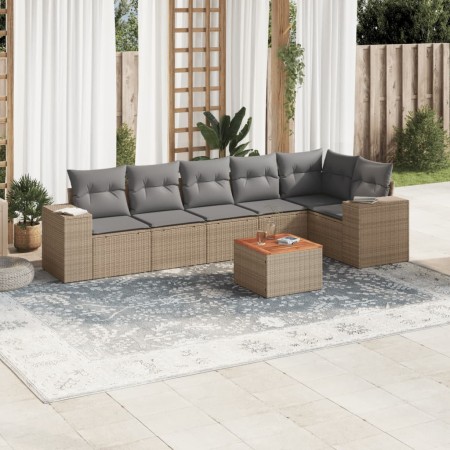 7-teiliges Gartensofa-Set und beigefarbene synthetische Rattankissen von , Gartensets - Ref: Foro24-3257788, Preis: 544,46 €,...