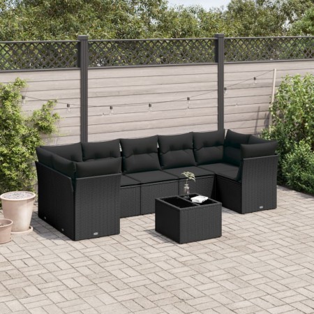 Set aus 8-teiligen Gartensofas und Kissen Kunstrattan schwarz von , Gartensets - Ref: Foro24-3249124, Preis: 558,20 €, Rabatt: %