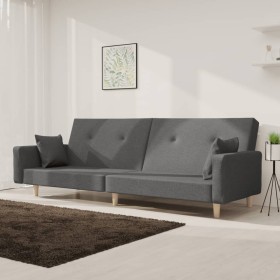 2-Sitzer-Schlafsofa mit zwei Kissen, hellgrauer Stoff von , Sofas - Ref: Foro24-375741, Preis: 250,99 €, Rabatt: %