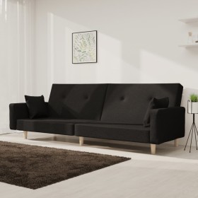 Two-seater sofa bed with two black fabric pillows. by , Sofas - Ref: Foro24-375743, Price: 249,80 €, Discount: %