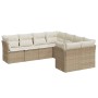 Garden sofa set with beige cushions, 8 pieces, PE rattan. by , Garden sets - Ref: Foro24-3218588, Price: 617,29 €, Discount: %