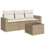 Garden sofa set with cushions 4 pieces beige synthetic rattan by , Garden sets - Ref: Foro24-3218658, Price: 319,52 €, Discou...