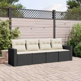 4-piece garden sofa set with black synthetic rattan cushions by , Garden sets - Ref: Foro24-3218666, Price: 254,09 €, Discoun...