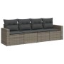 Garden sofa set 4 pieces with gray synthetic rattan cushions by , Garden sets - Ref: Foro24-3218670, Price: 262,19 €, Discoun...