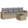 Gartensofa-Set mit Kissen, 5-teilig, beiges synthetisches Rattan von , Gartensets - Ref: Foro24-3218679, Preis: 334,76 €, Rab...