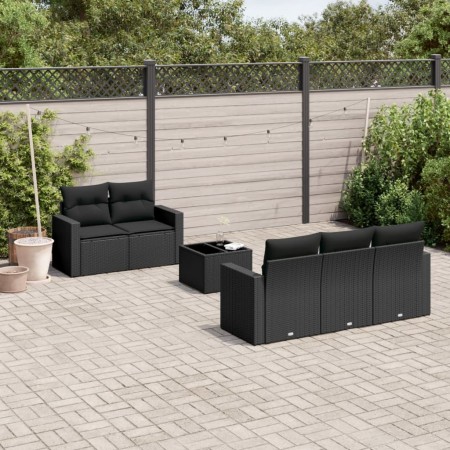 6-piece garden sofa set with black synthetic rattan cushions by , Garden sets - Ref: Foro24-3218685, Price: 386,99 €, Discoun...