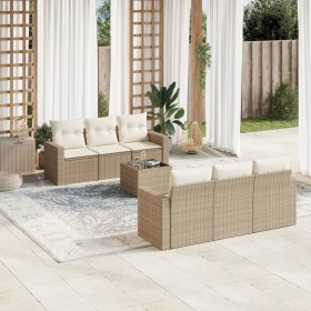 7-teiliges Gartensofa-Set und beigefarbene synthetische Rattankissen von , Gartensets - Ref: Foro24-3218698, Preis: 563,01 €,...