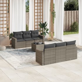 7-piece garden sofa set with gray PE rattan cushions by , Garden sets - Ref: Foro24-3218700, Price: 495,99 €, Discount: %