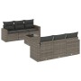 7-piece garden sofa set with gray PE rattan cushions by , Garden sets - Ref: Foro24-3218700, Price: 503,03 €, Discount: %