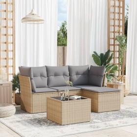 Gartensofa-Set mit Kissen, 5-teilig, beiges synthetisches Rattan von , Gartensets - Ref: Foro24-3217549, Preis: 307,86 €, Rab...