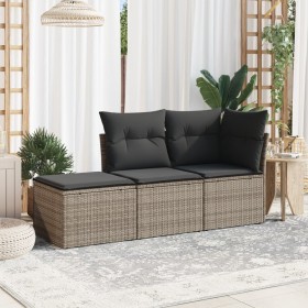 3-teiliges Gartensofa-Set und graue synthetische Rattankissen von , Gartensets - Ref: Foro24-3217470, Preis: 183,56 €, Rabatt: %