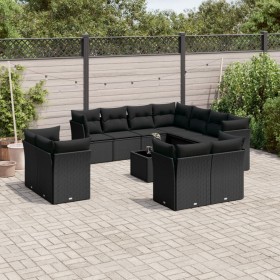 Gartensofa-Set 12-teilig mit schwarzen synthetischen Rattankissen von , Gartensets - Ref: Foro24-3218515, Preis: 833,56 €, Ra...