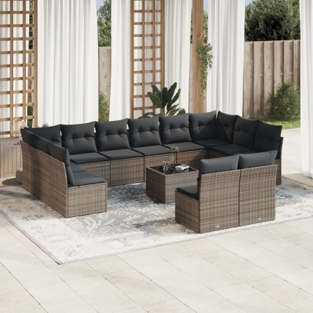 Gartensofa-Set mit Kissen, 13-teilig, graues synthetisches Rattan von , Gartensets - Ref: Foro24-3218380, Preis: 757,88 €, Ra...