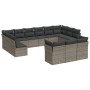 Set of garden sofas with 13 pieces of gray synthetic rattan cushions by , Garden sets - Ref: Foro24-3218450, Price: 836,76 €,...