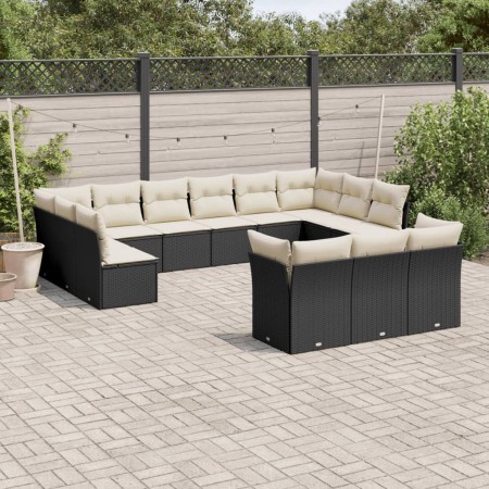 Garden sofa set with 13-piece black synthetic rattan cushions by , Garden sets - Ref: Foro24-3218446, Price: 843,24 €, Discou...