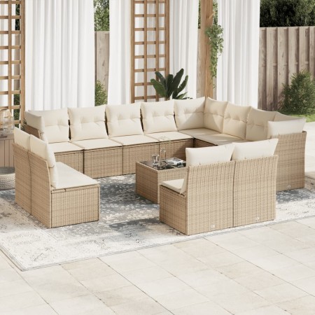 Set sofás de jardín con cojines 13 pzas ratán sintético beige de , Conjuntos de jardín - Ref: Foro24-3218478, Precio: 974,51 ...