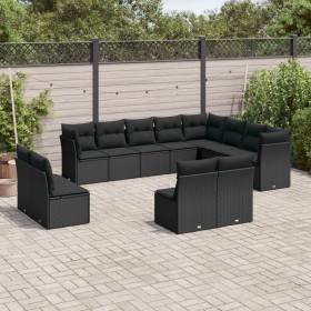 Garden sofa set 12 pieces with black synthetic rattan cushions by , Garden sets - Ref: Foro24-3218465, Price: 687,99 €, Disco...