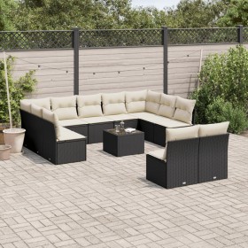 Gartensofa-Set 12-teilig mit schwarzen synthetischen Rattankissen von , Gartensets - Ref: Foro24-3218356, Preis: 678,12 €, Ra...