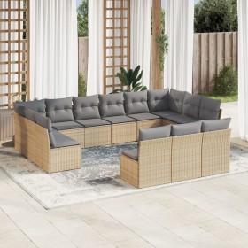 Set sofás de jardín con cojines 13 pzas ratán sintético beige de , Conjuntos de jardín - Ref: Foro24-3218389, Precio: 809,41 ...