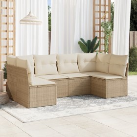 Garden sofa set with 6-piece synthetic rattan beige cushions by , Garden sets - Ref: Foro24-3217388, Price: 442,57 €, Discoun...