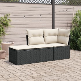 Garden sofa set with 3-piece black synthetic rattan cushions by , Garden sets - Ref: Foro24-3217466, Price: 180,80 €, Discoun...