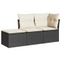 Garden sofa set with 3-piece black synthetic rattan cushions by , Garden sets - Ref: Foro24-3217466, Price: 180,80 €, Discoun...