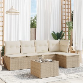 Garden sofa set with 6-piece synthetic rattan beige cushions by , Garden sets - Ref: Foro24-3217528, Price: 401,80 €, Discoun...