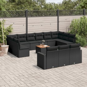 Set mit 14 Gartensofas mit schwarzen Kissen aus synthetischem Rattan von , Modulare Sofas für den Außenbereich - Ref: Foro24-...