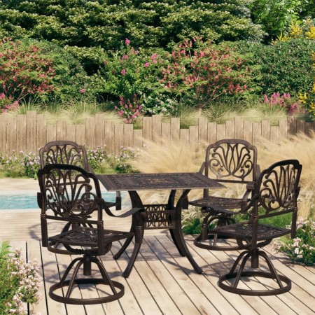 Bistro table and chairs 5 pieces cast aluminum bronze color by , Garden sets - Ref: Foro24-3070622, Price: 1,00 €, Discount: %