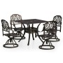 Bistro table and chairs 5 pieces cast aluminum bronze color by , Garden sets - Ref: Foro24-3070622, Price: 1,00 €, Discount: %