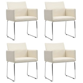 Dining chairs 4 units white linen look fabric by , dining chairs - Ref: Foro24-275582, Price: 422,63 €, Discount: %