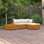 Muebles de jardín 4 piezas con cojines madera maciza de acacia de , Conjuntos de jardín - Ref: Foro24-3087283, Precio: 487,79...