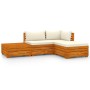 Garden furniture 4 pieces with cushions solid acacia wood by , Garden sets - Ref: Foro24-3087283, Price: 487,79 €, Discount: %