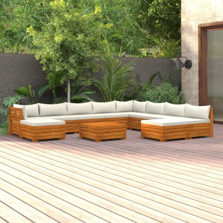 Muebles de jardín 11 piezas con cojines madera maciza de acacia de , Conjuntos de jardín - Ref: Foro24-3087295, Precio: 1,00 ...