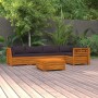 Garden furniture 6 pieces with cushions solid acacia wood by , Garden sets - Ref: Foro24-3087327, Price: 828,51 €, Discount: %