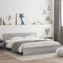 Estructura de cama con cabecero gris Sonoma 200x200 cm de , Camas y somieres - Ref: Foro24-3207460, Precio: 194,91 €, Descuen...