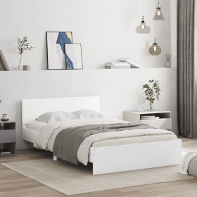 White bed frame with headboard 135x190 cm by , Beds and slatted bases - Ref: Foro24-3207504, Price: 153,86 €, Discount: %