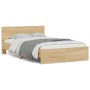 Sonoma oak bed frame with headboard 135x190 cm by , Beds and slatted bases - Ref: Foro24-3207506, Price: 147,99 €, Discount: %