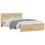 Sonoma oak bed frame with headboard 135x190 cm by , Beds and slatted bases - Ref: Foro24-3207506, Price: 147,99 €, Discount: %