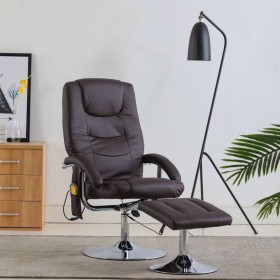 Brown synthetic leather massage chair with footrest by vidaXL, Electric massage chairs - Ref: Foro24-248661, Price: 196,99 €,...