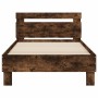 Bed frame headboard LED lights smoked oak 100x200 cm by , Beds and slatted bases - Ref: Foro24-838712, Price: 112,95 €, Disco...