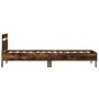 Bed frame headboard LED lights smoked oak 100x200 cm by , Beds and slatted bases - Ref: Foro24-838712, Price: 112,95 €, Disco...