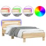 Bed frame headboard LED lights Sonoma oak 100x200 cm by , Beds and slatted bases - Ref: Foro24-838710, Price: 114,10 €, Disco...