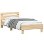 Bed frame headboard LED lights Sonoma oak 100x200 cm by , Beds and slatted bases - Ref: Foro24-838710, Price: 114,10 €, Disco...