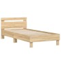 Bed frame headboard LED lights Sonoma oak 100x200 cm by , Beds and slatted bases - Ref: Foro24-838710, Price: 114,10 €, Disco...