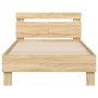 Bed frame headboard LED lights Sonoma oak 100x200 cm by , Beds and slatted bases - Ref: Foro24-838710, Price: 114,10 €, Disco...