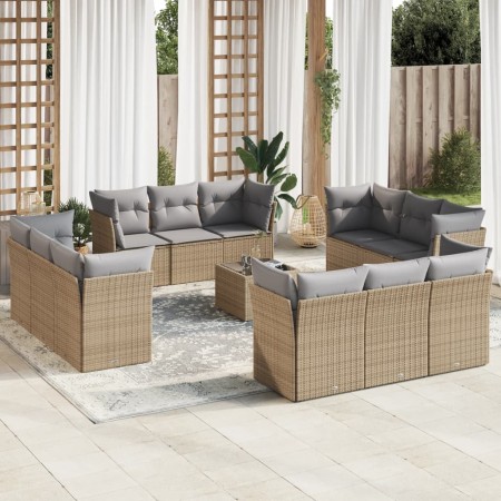 Garden set with 13-piece synthetic rattan beige cushions. by , Garden sets - Ref: Foro24-3217339, Price: 896,99 €, Discount: %