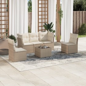 Garden sofa set with 6-piece synthetic rattan beige cushions by , Garden sets - Ref: Foro24-3217358, Price: 478,99 €, Discoun...