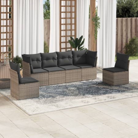 6-piece garden furniture set with gray synthetic rattan cushions by , Garden sets - Ref: Foro24-3217370, Price: 371,99 €, Dis...