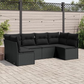 Set aus 6-teiligen Gartensofas und Kissen Kunstrattan schwarz von , Gartensets - Ref: Foro24-3217385, Preis: 350,15 €, Rabatt: %